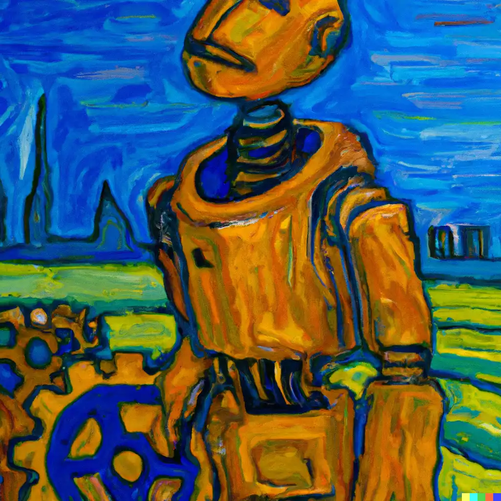 DALL-E 2: Van Gogh Gemälde eines Roboters - van gogh painting of a roboter