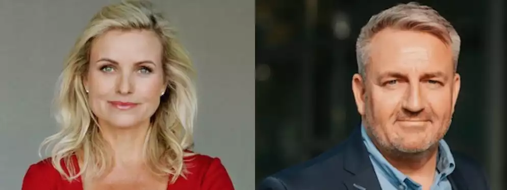   Finanzjournalistin Carola Ferstl mit ihrem YouTube-Kanal Money Talk aus Berlin und Sven Enger aus Hamburg, Versicherungsexperte bei Vertragshilfe24 © Vertragshilfe24, Baar und auxinum GmbH, Berlin